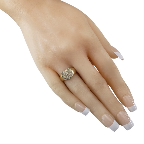 14K Yellow Gold and Pave Diamond Heart Ring Size 6.5 #20013 - Picture 6 of 7